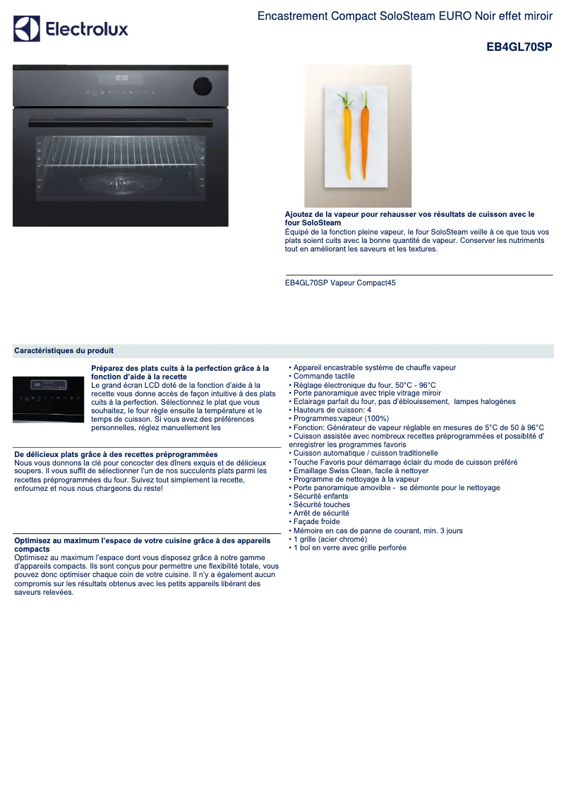 Image de la première page du manuel de l'appareil EB4GL70SP