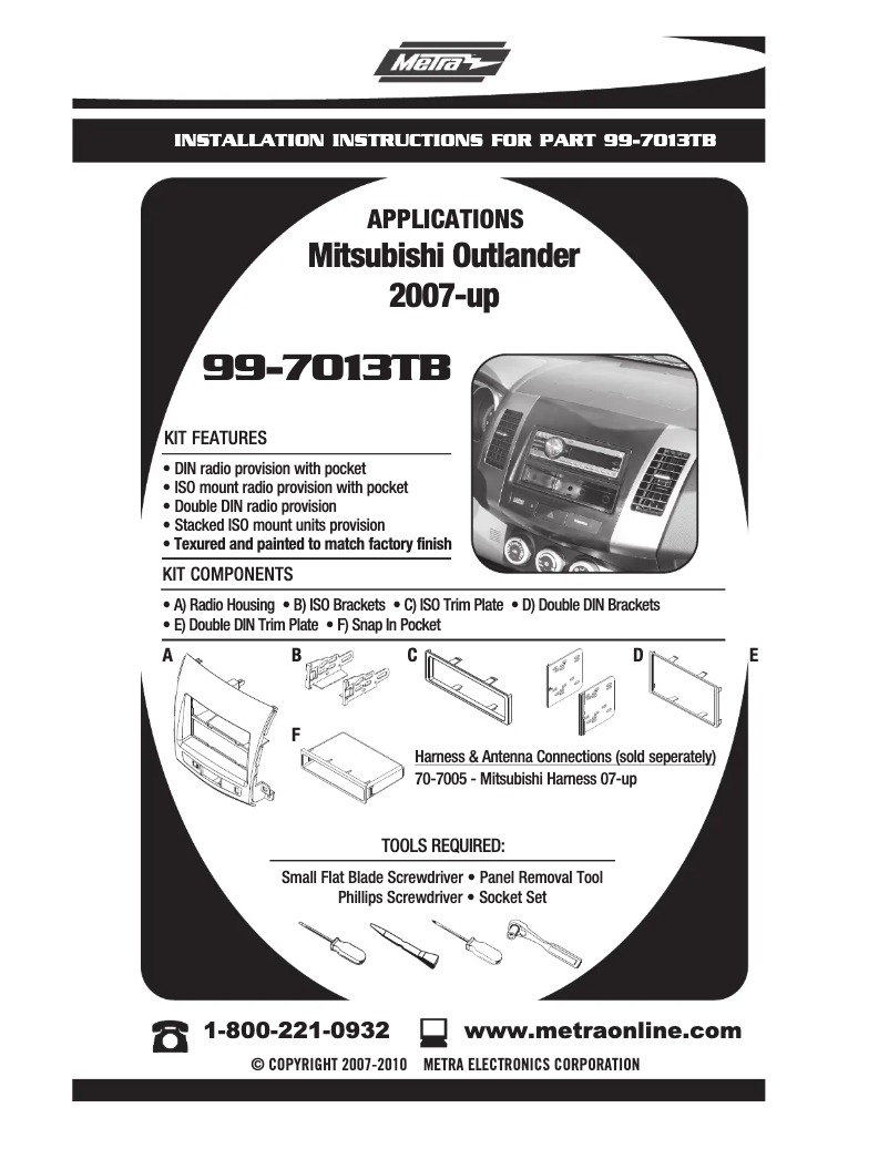 Page n°1 - Mode d'emploi Metra 99-7013TB
