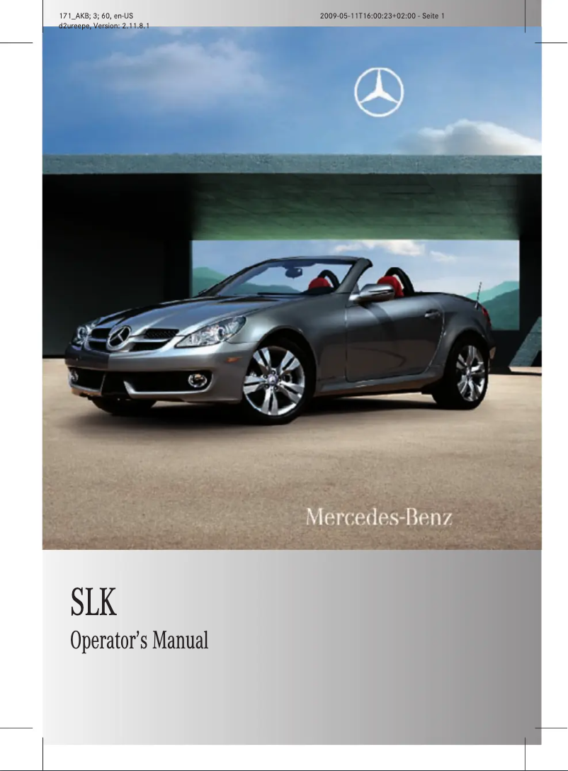 Image de la première page du manuel de l'appareil SLK (2010)