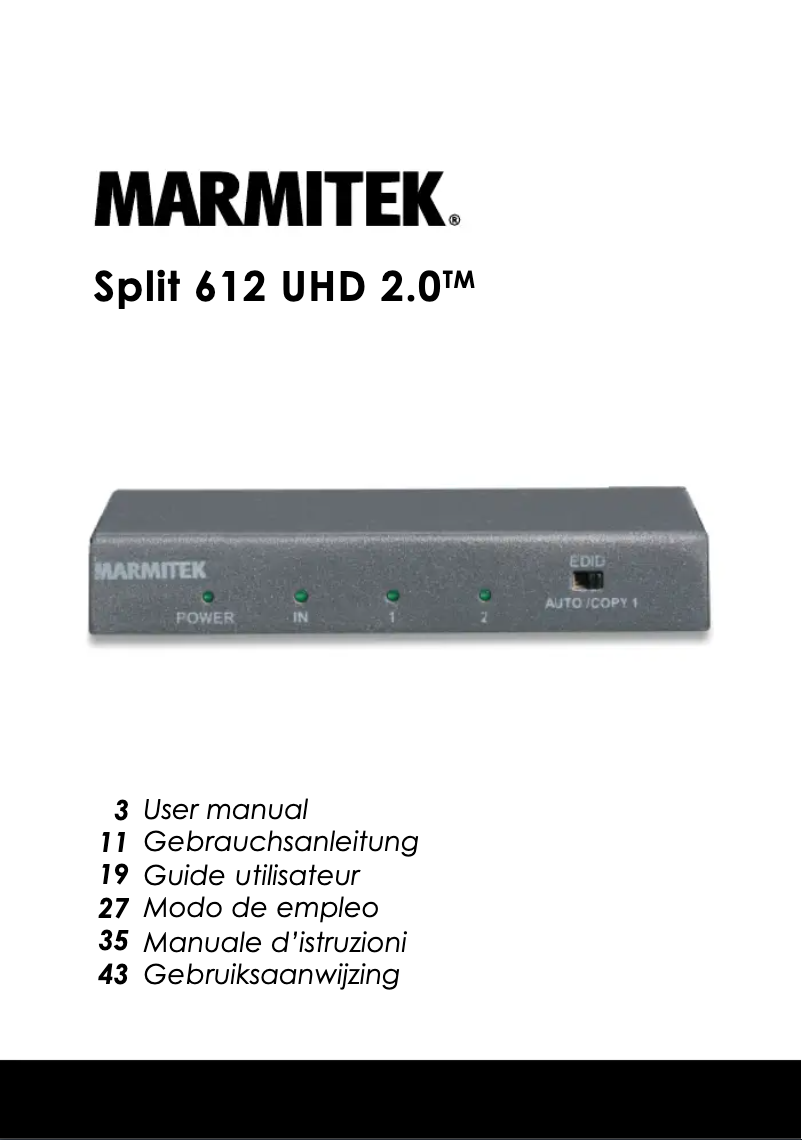 Image de la première page du manuel de l'appareil Split 612 UHD 2.0