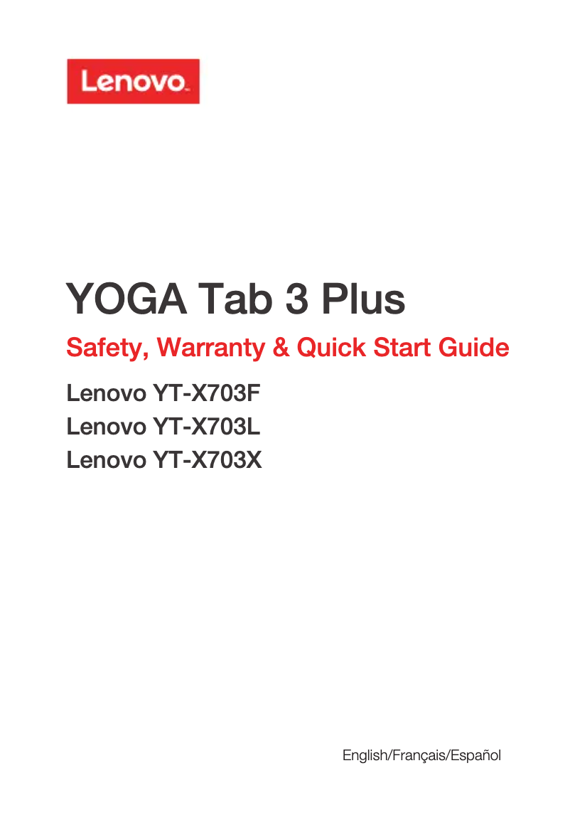 Imagen de la primera página del manual del dispositivo YOGA Tab 3 Plus
