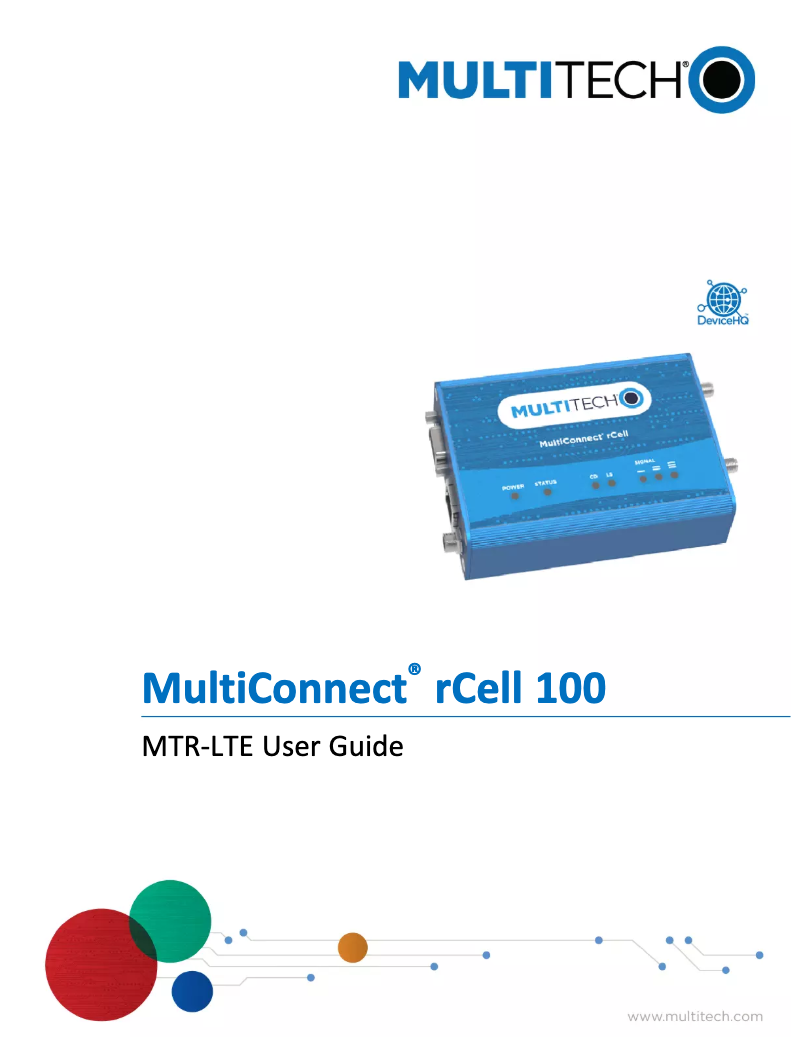 Page n°1 - Manuel utilisateur Multitech MultiConnect rCell 100