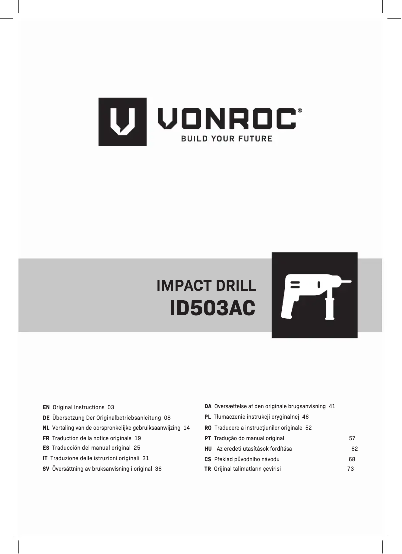 Page n°1 - Manuel utilisateur Vonroc ID503AC