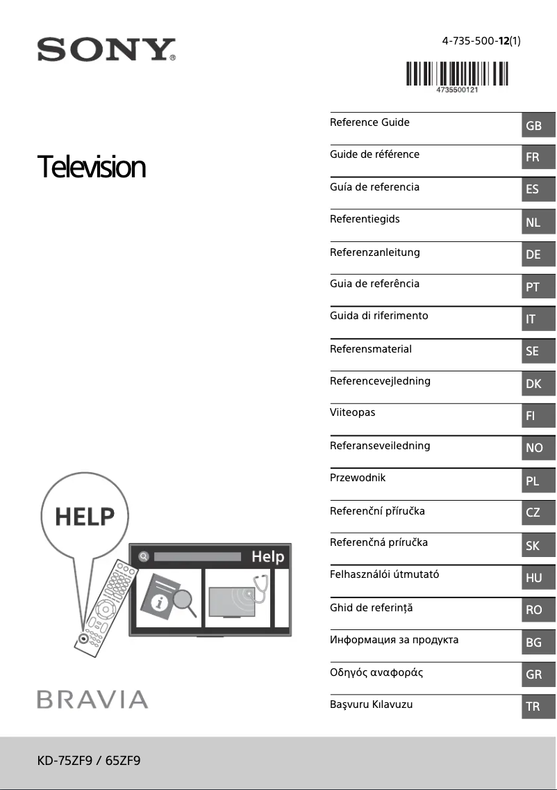 Page 1 de la notice Manuel utilisateur Sony Bravia KD-65ZF9