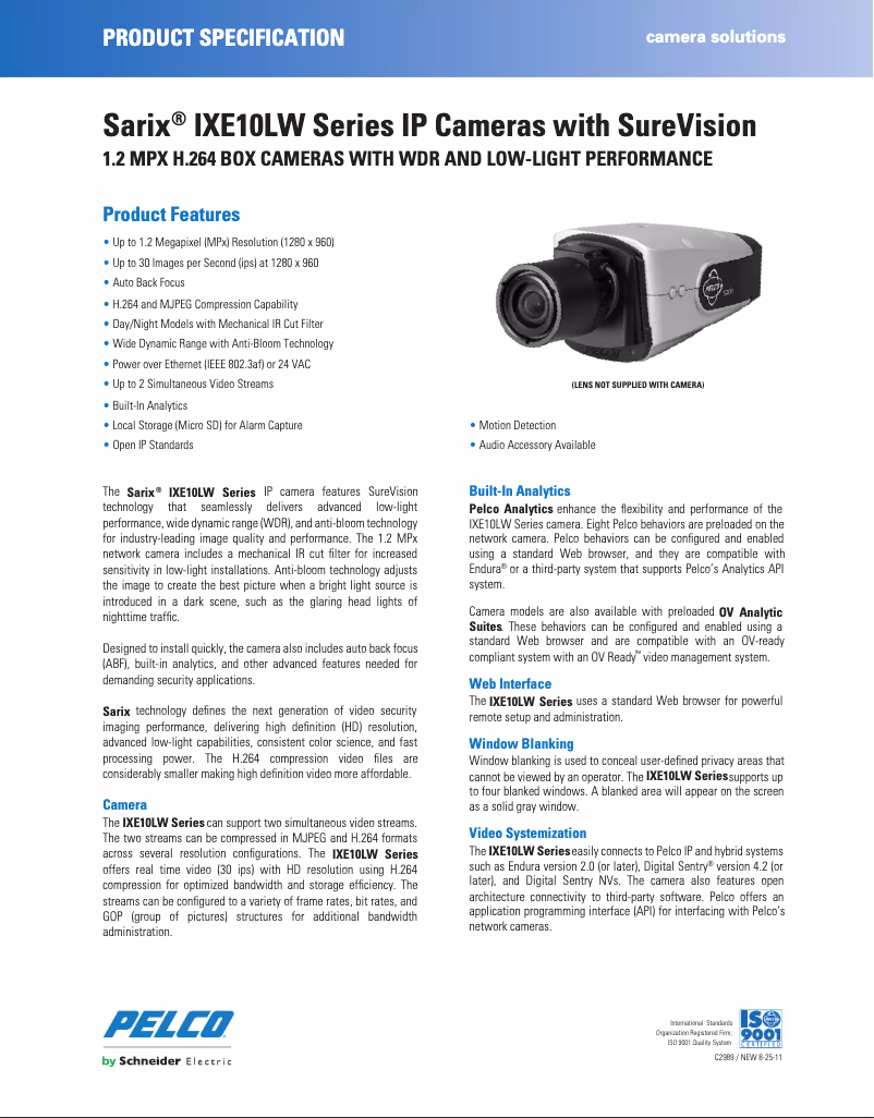 Page n°1 - Manuel utilisateur Pelco Sarix IXE10LW