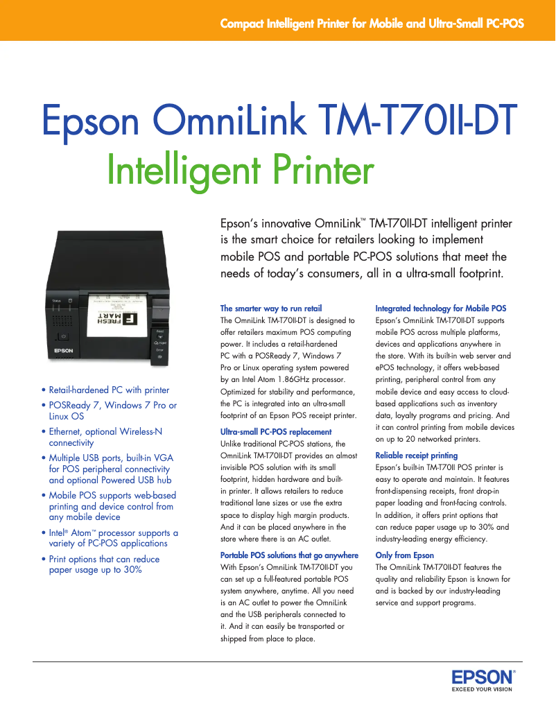 Page n°1 - Fiche technique Epson TM-T70II-DT