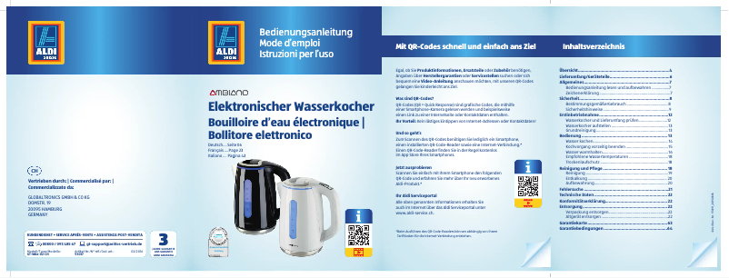 Page 1 de la notice Manuel utilisateur Ambiano GT-WKe-02-CH