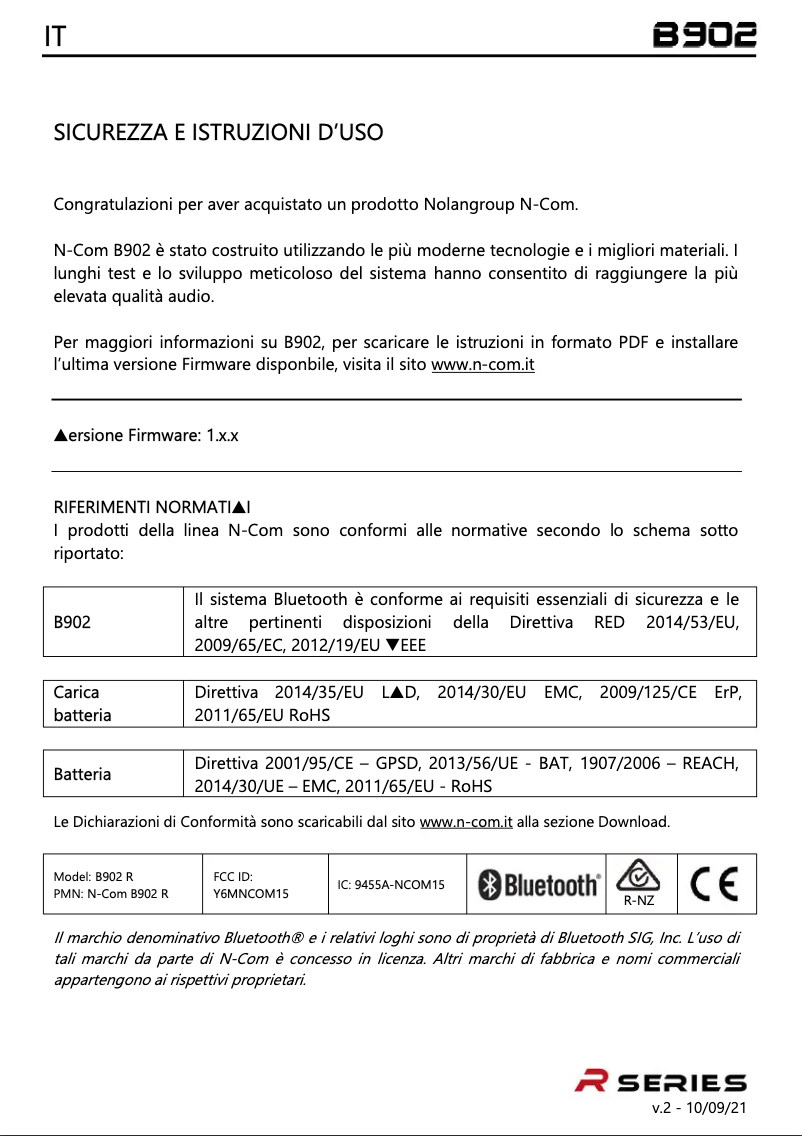 Page n°1 - Manuel utilisateur Nolan B902