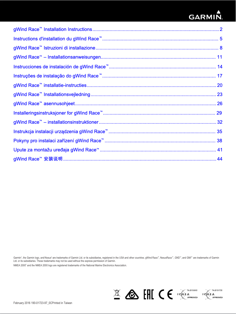 Page 1 de la notice Manuel utilisateur Garmin gWind Race