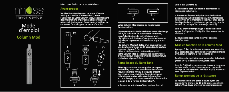 Page 1 de la notice Manuel utilisateur Nhoss Column Mod
