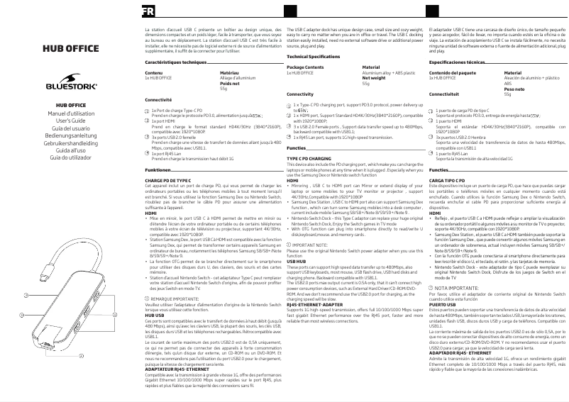 Page n°1 - Manuel utilisateur Bluestork Home Office Hub