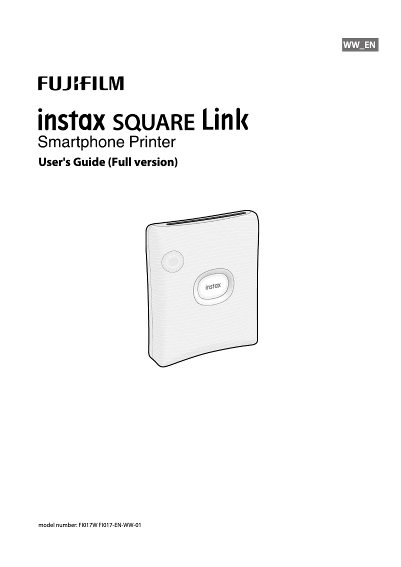 Image de la première page du manuel de l'appareil Instax Square