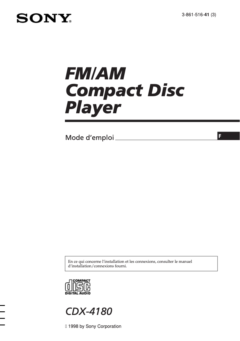 Page n°1 - Manuel utilisateur Sony CDX-4180