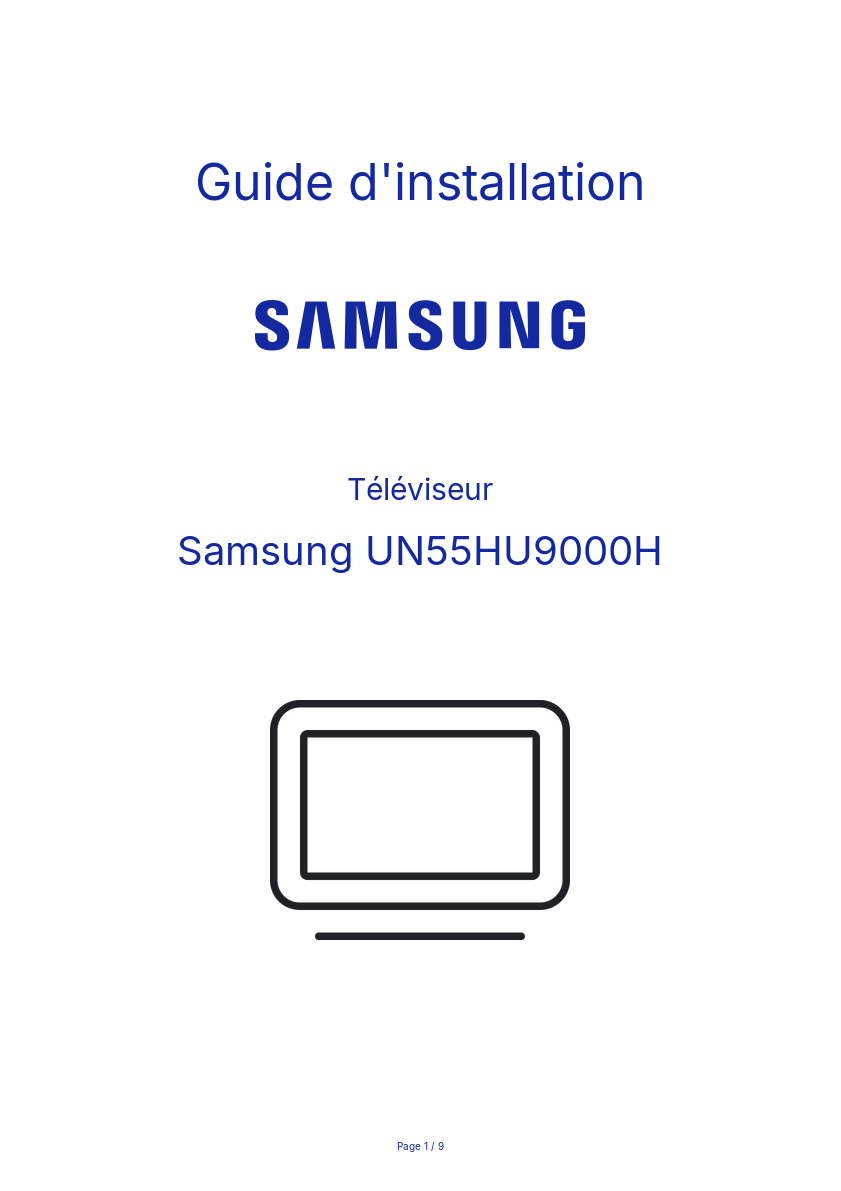 Page n°1 - Guide d'installation Samsung UN55HU9000H