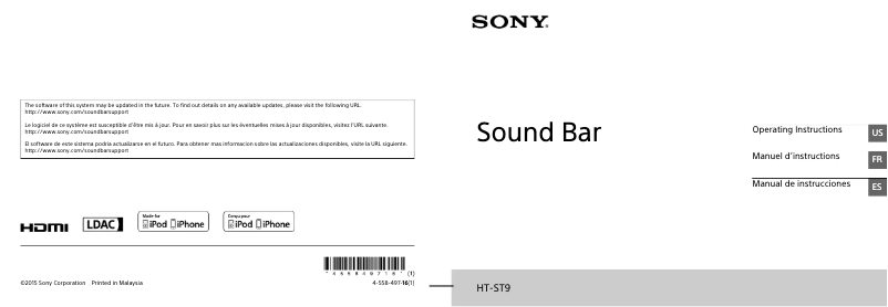 Page 1 de la notice Manuel utilisateur Sony HT-ST9