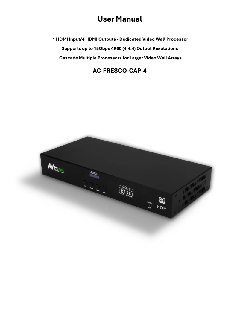 Page 1 de la notice Manuel utilisateur AVPro Edge AC-FRESCO-CAP-4