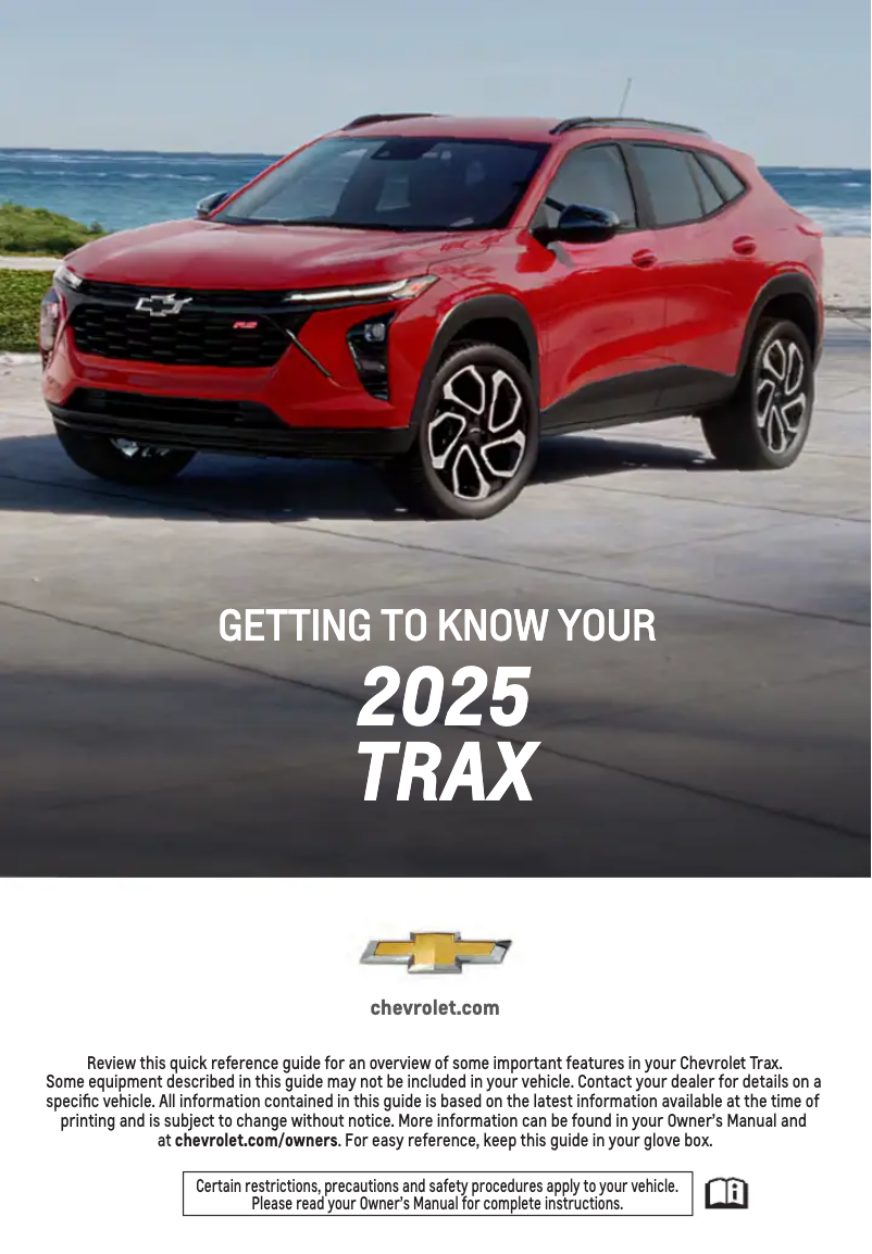 Page 1 de la notice Guide de démarrage rapide Chevrolet Trax (2025)