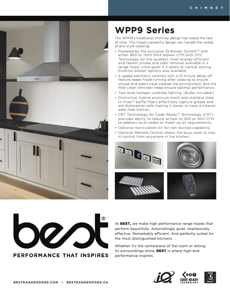 Page 1 de la notice Fiche technique Best Colonne WPP9IQT48SB