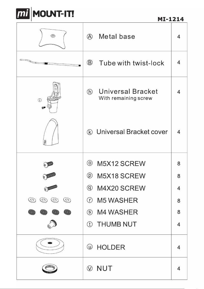 Page n°1 - Manuel utilisateur Mount-It! MI-1214