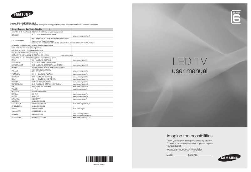 Page n°1 - Manuel utilisateur Samsung UE32B6000VP