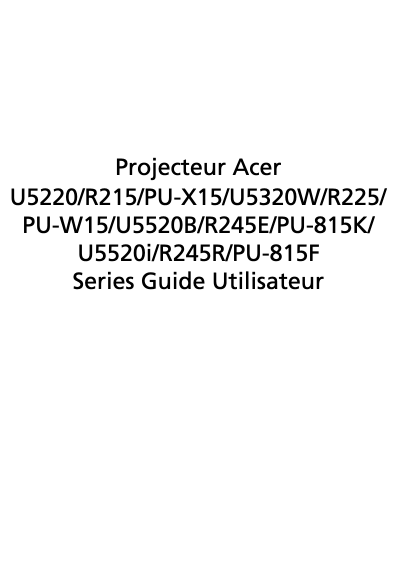 Page 1 de la notice Manuel utilisateur Acer U5220