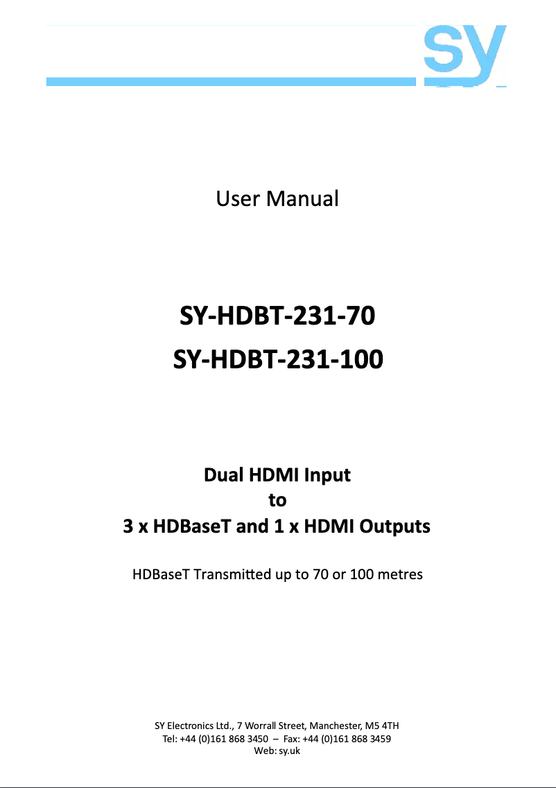 Image de la première page du manuel de l'appareil HDBT-231-70