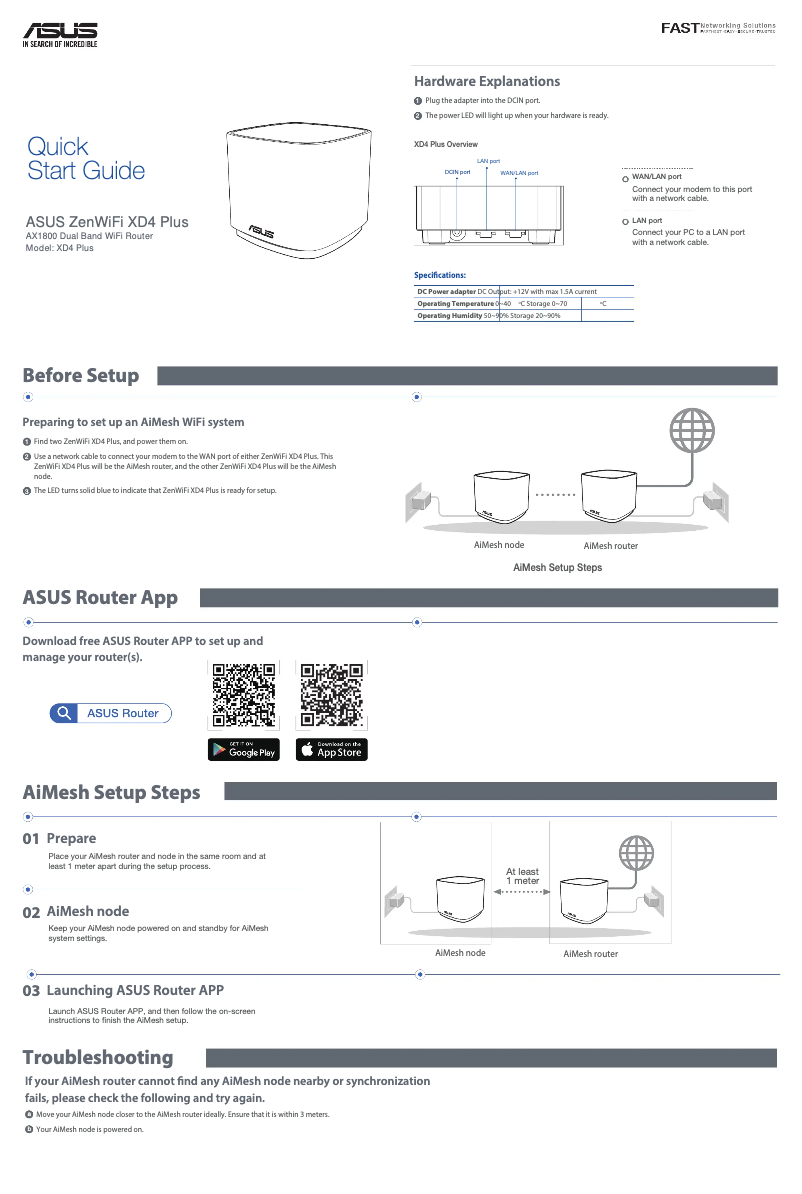 Image de la première page du manuel de l'appareil ZenWiFi XD4 Plus AX