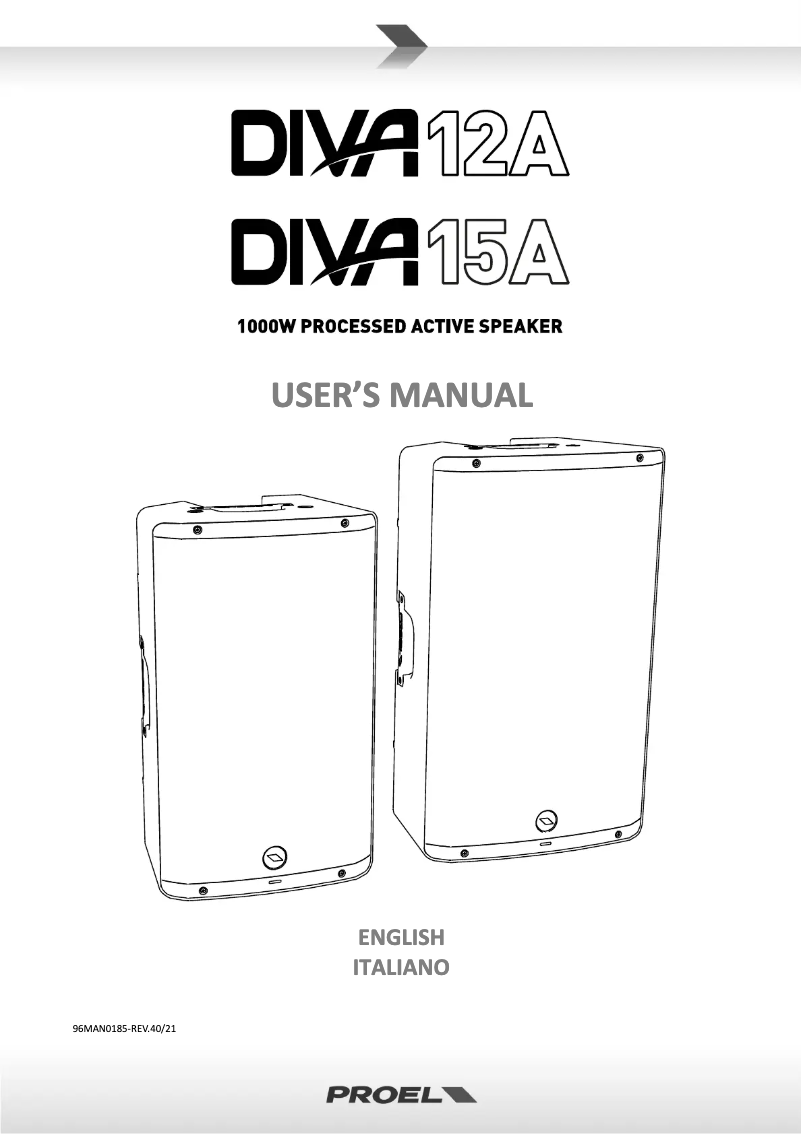 Page 1 de la notice Manuel utilisateur Proel Diva 15A