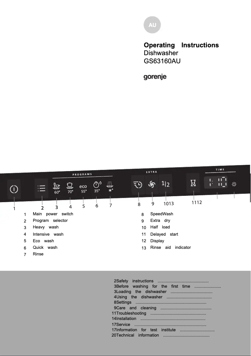 Page n°1 - Manuel utilisateur Gorenje GS63160SAU