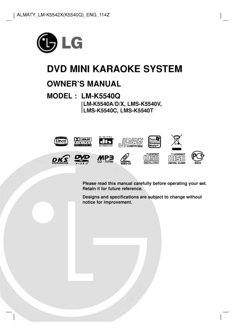 Page 1 de la notice Manuel utilisateur LG LM-K5542X