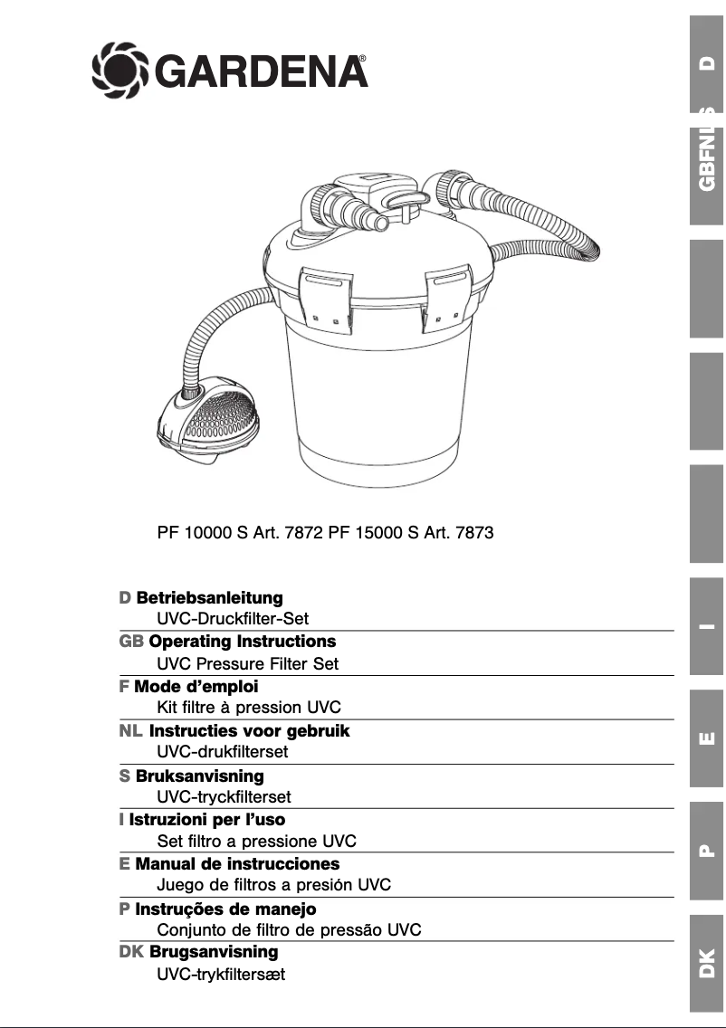 Page 1 de la notice Manuel utilisateur Gardena PF 10000 S