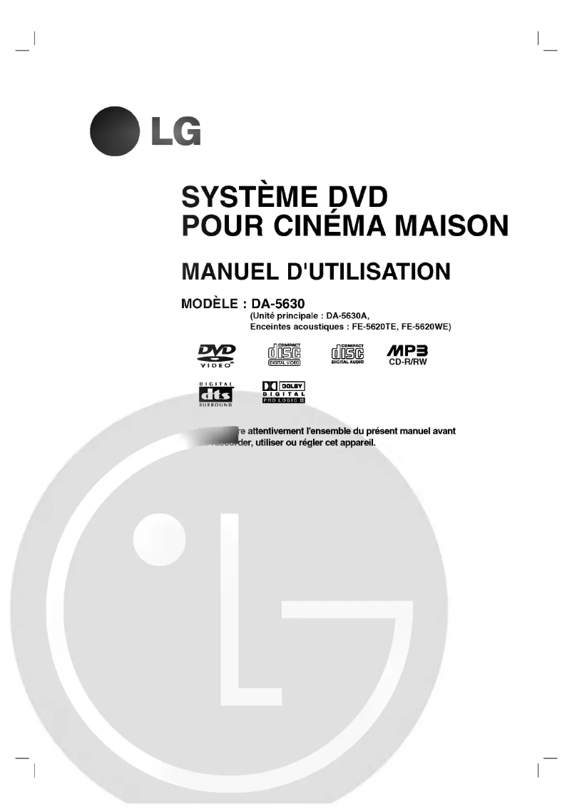 Page 1 de la notice Manuel utilisateur LG DA-5630A