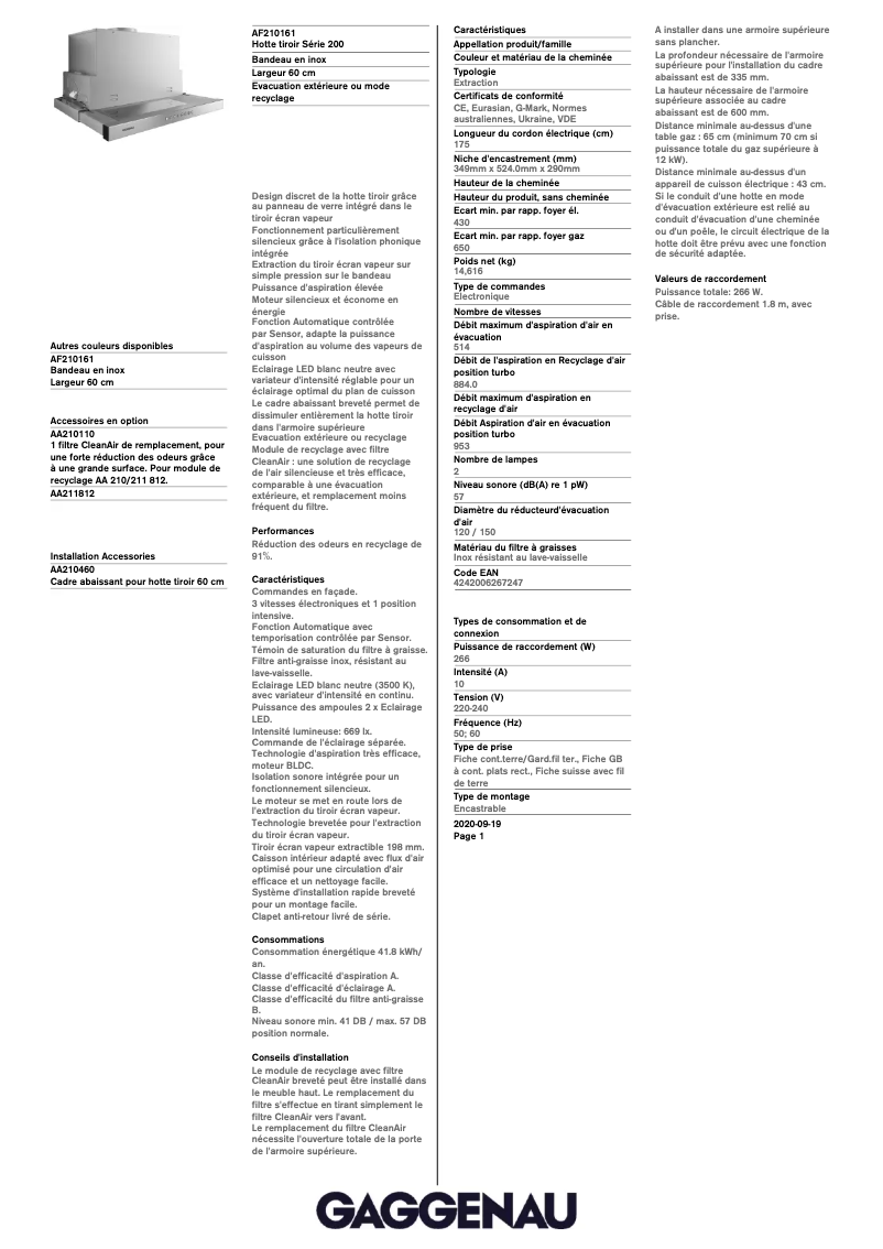 Image de la première page du manuel de l'appareil AF210161