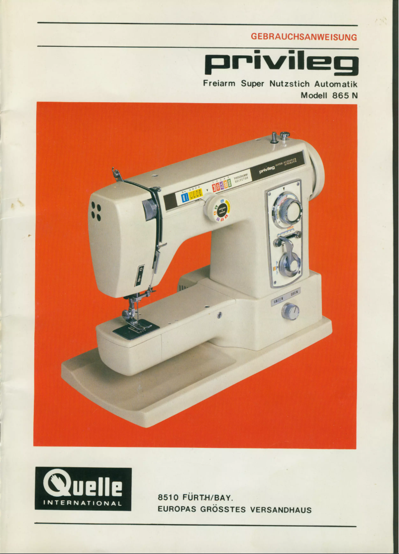 Page n°1 - Manuel utilisateur Privileg 865 N