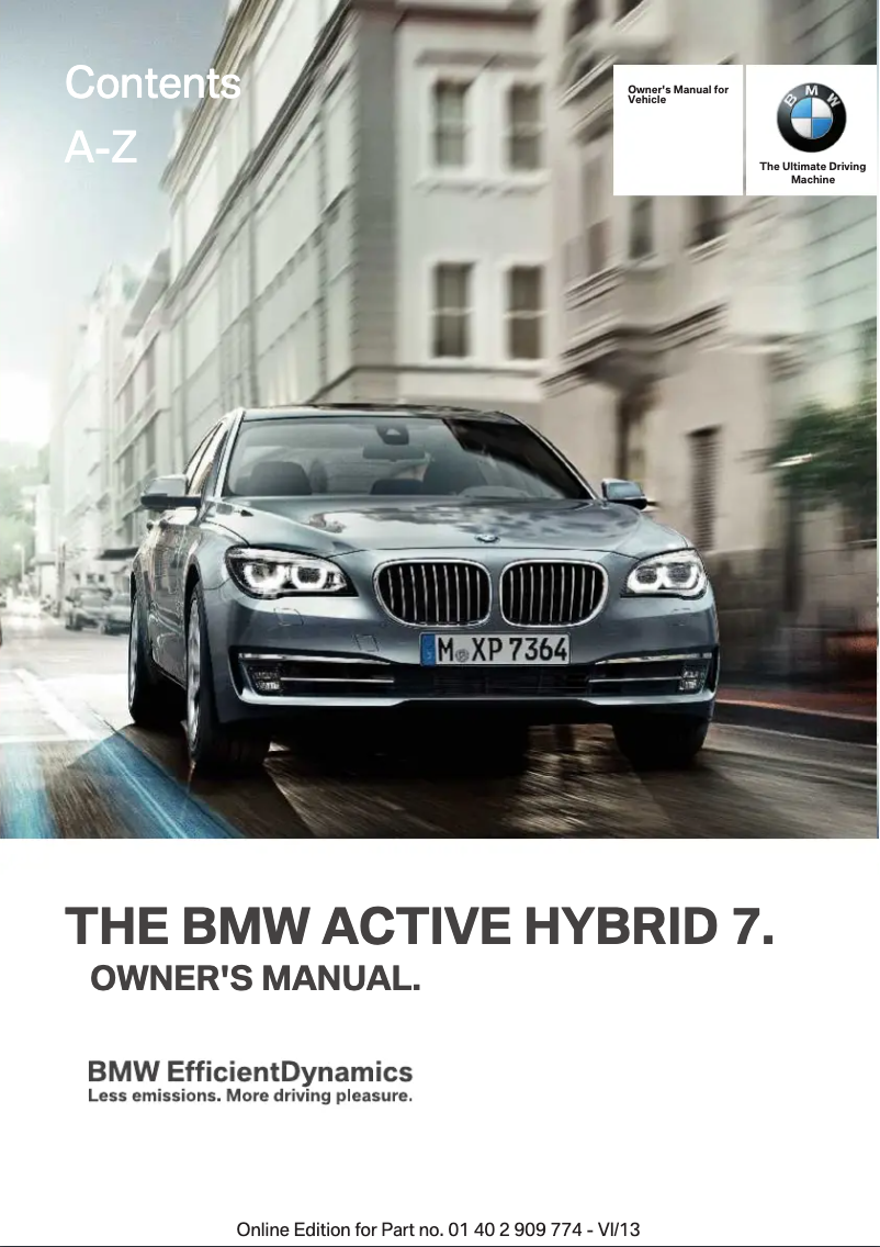 Page 1 de la notice Manuel utilisateur BMW ActiveHybrid 7 (2014)