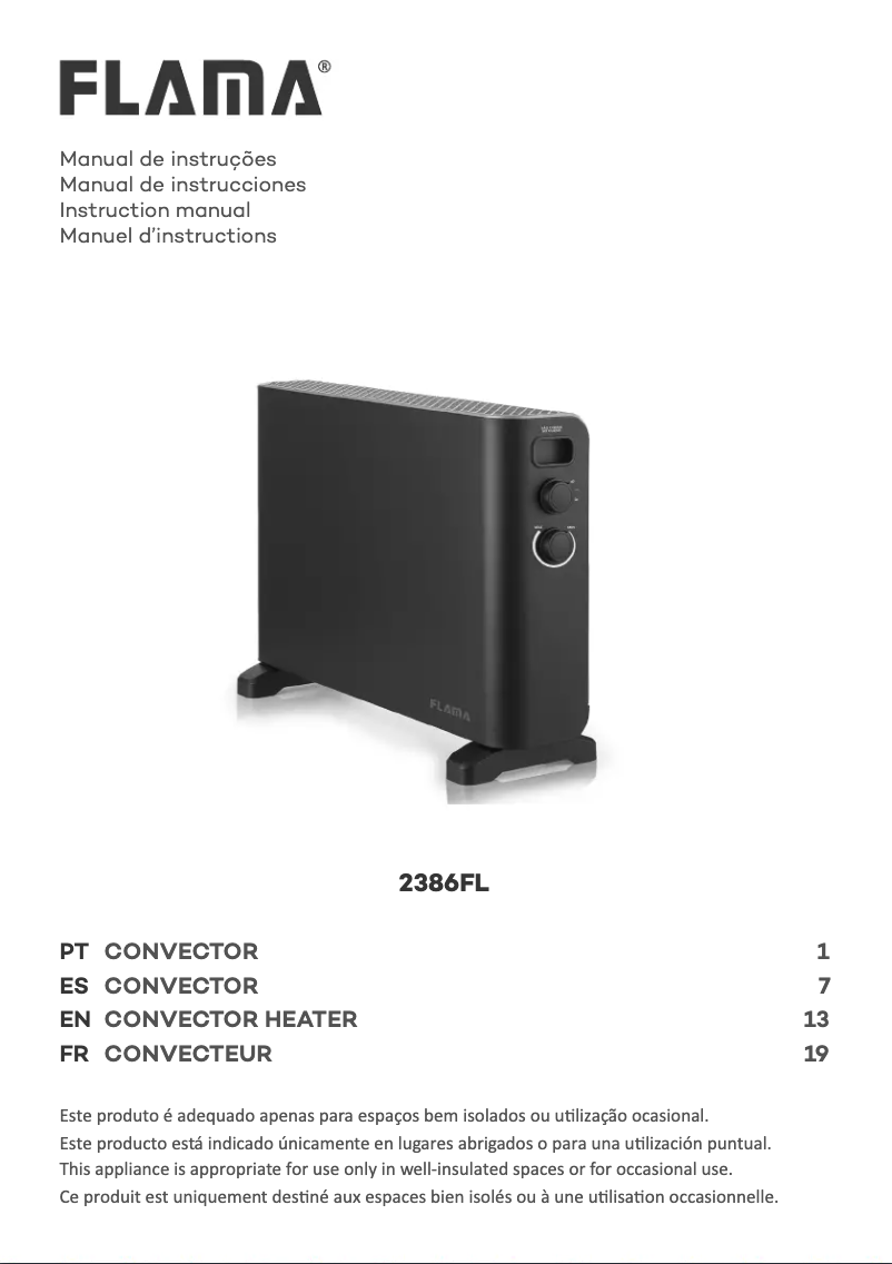 Page 1 de la notice Manuel utilisateur Flama 2386FL