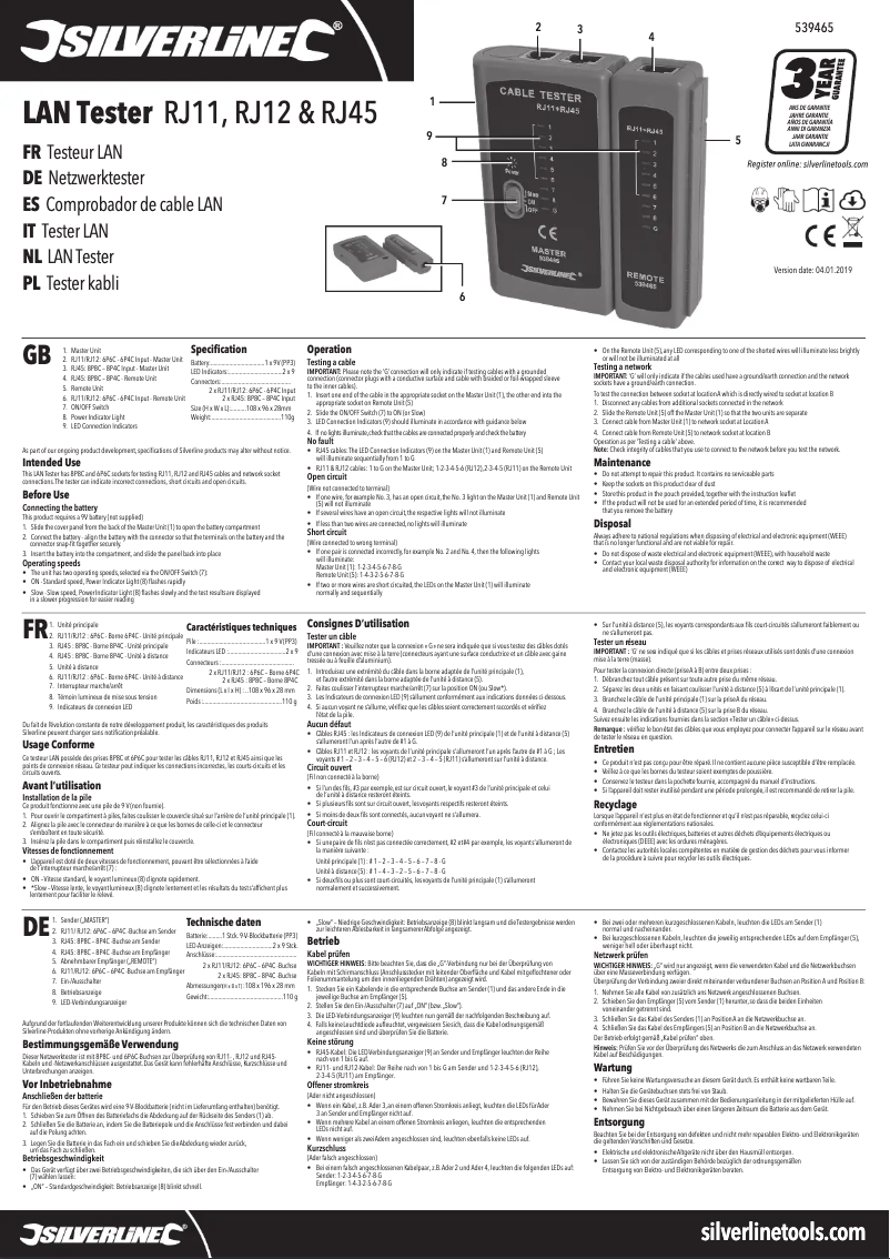 Page n°1 - Manuel utilisateur Silverline 539465
