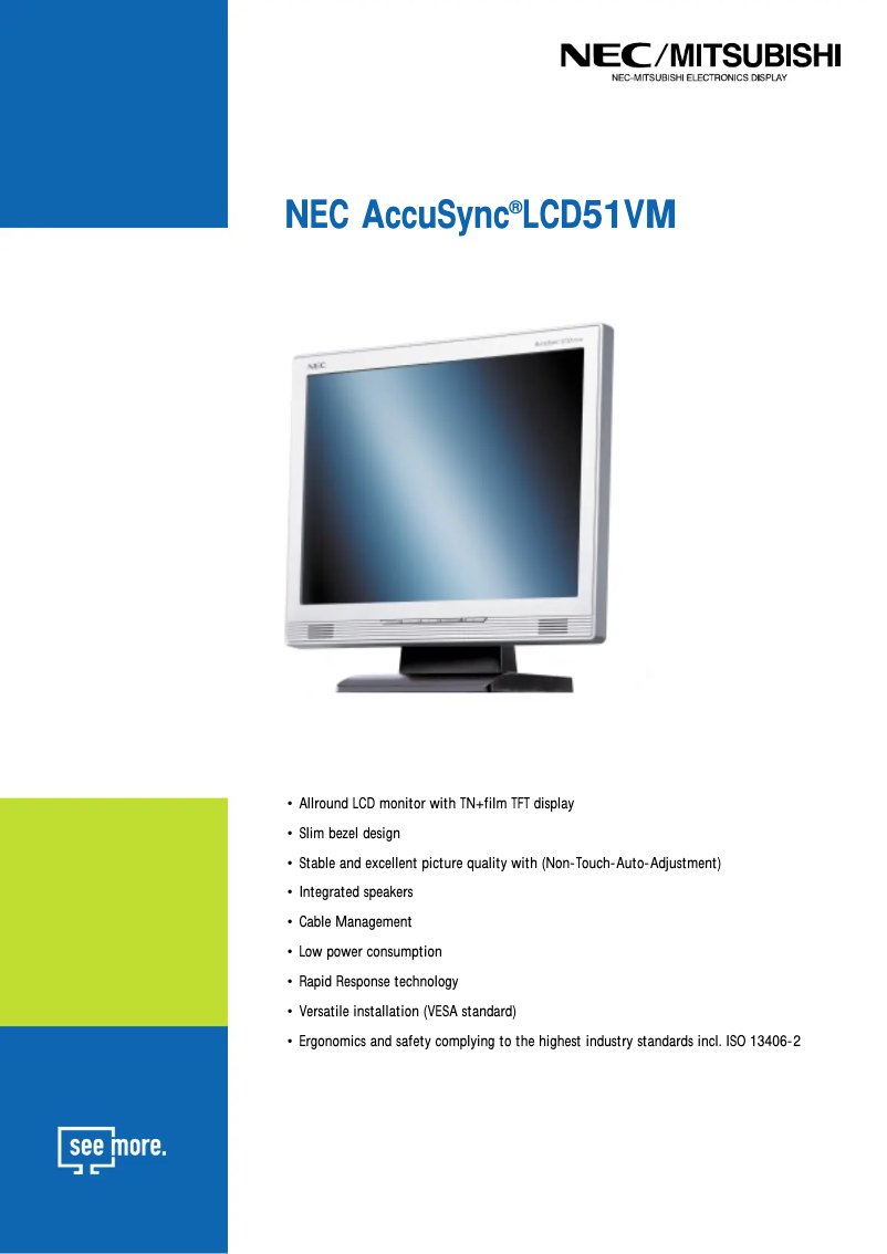 Página 1 del manual Ficha técnica NEC AccuSync LCD51VM
