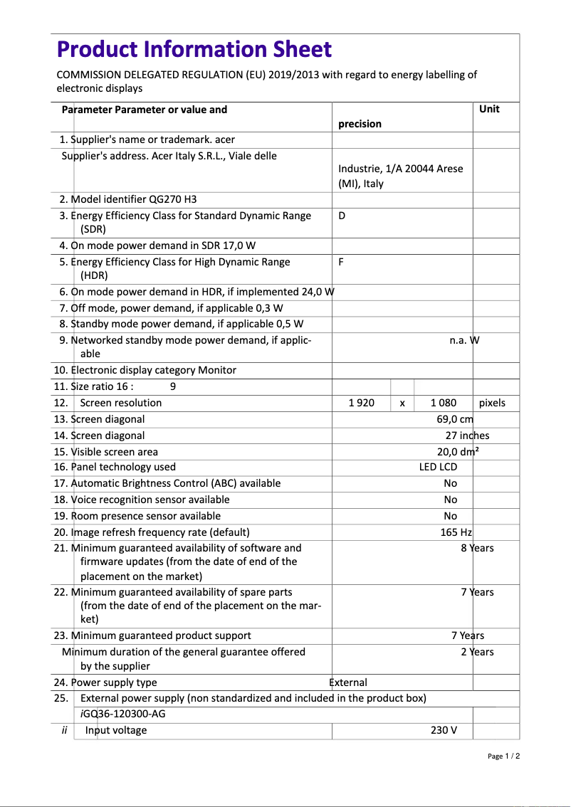 Imagen de la primera página del manual del dispositivo NITRO QG1