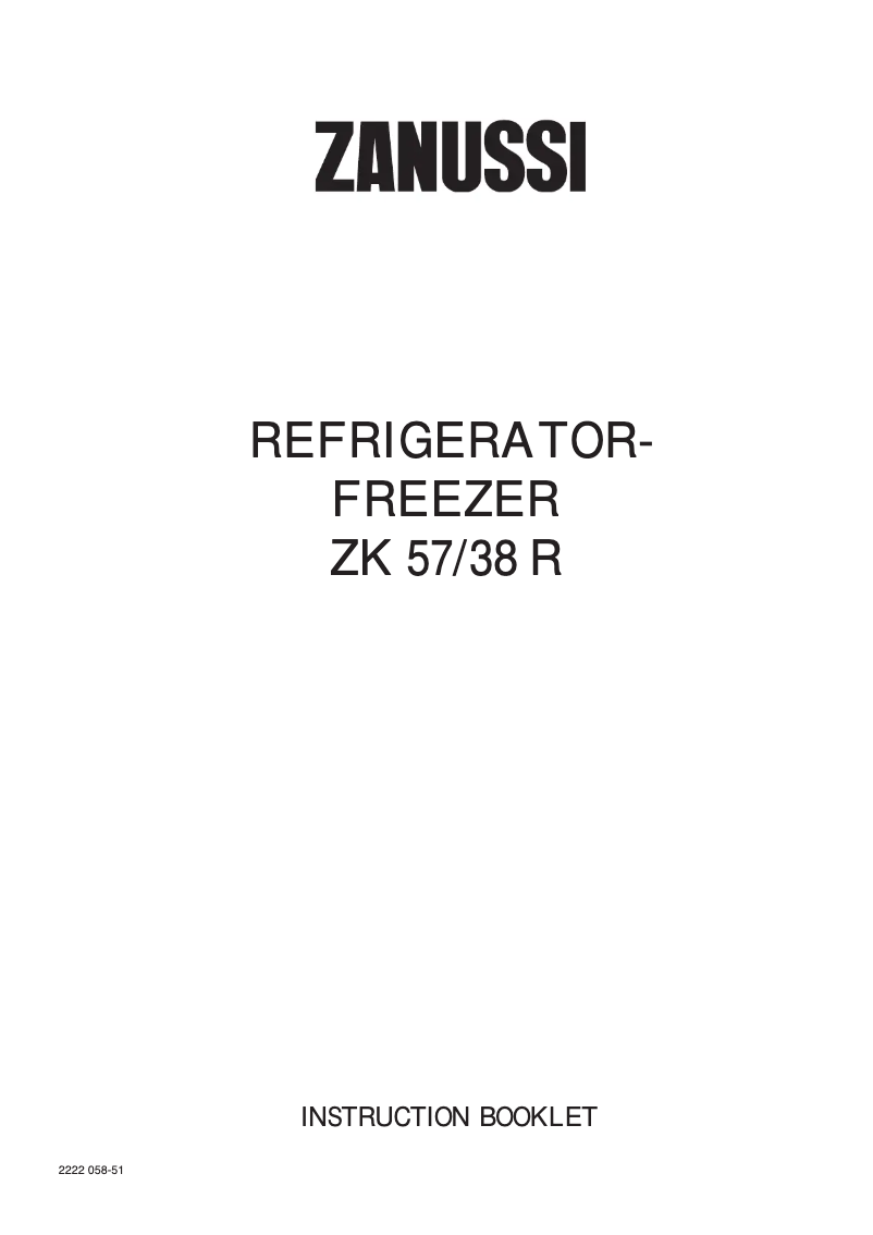 Page n°1 - Manuel utilisateur Zanussi ZKS57/38R