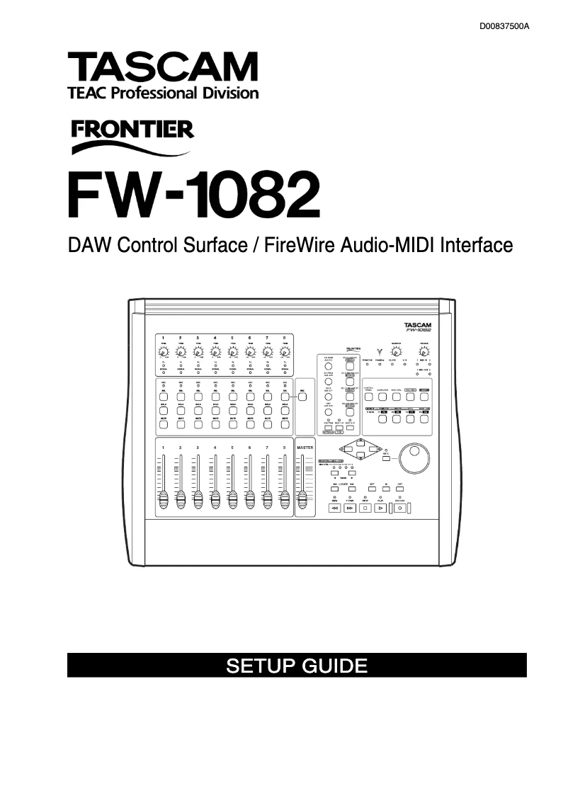 Page 1 of the manual Installation Guide Tascam FW-1082