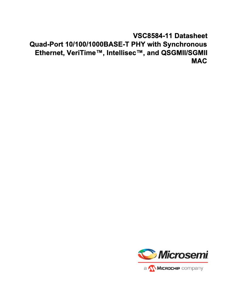 Page 1 de la notice Fiche technique Microchip VSC8584
