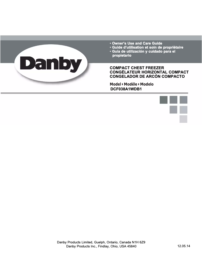 Page n°1 - Manuel utilisateur Danby DCF038A1