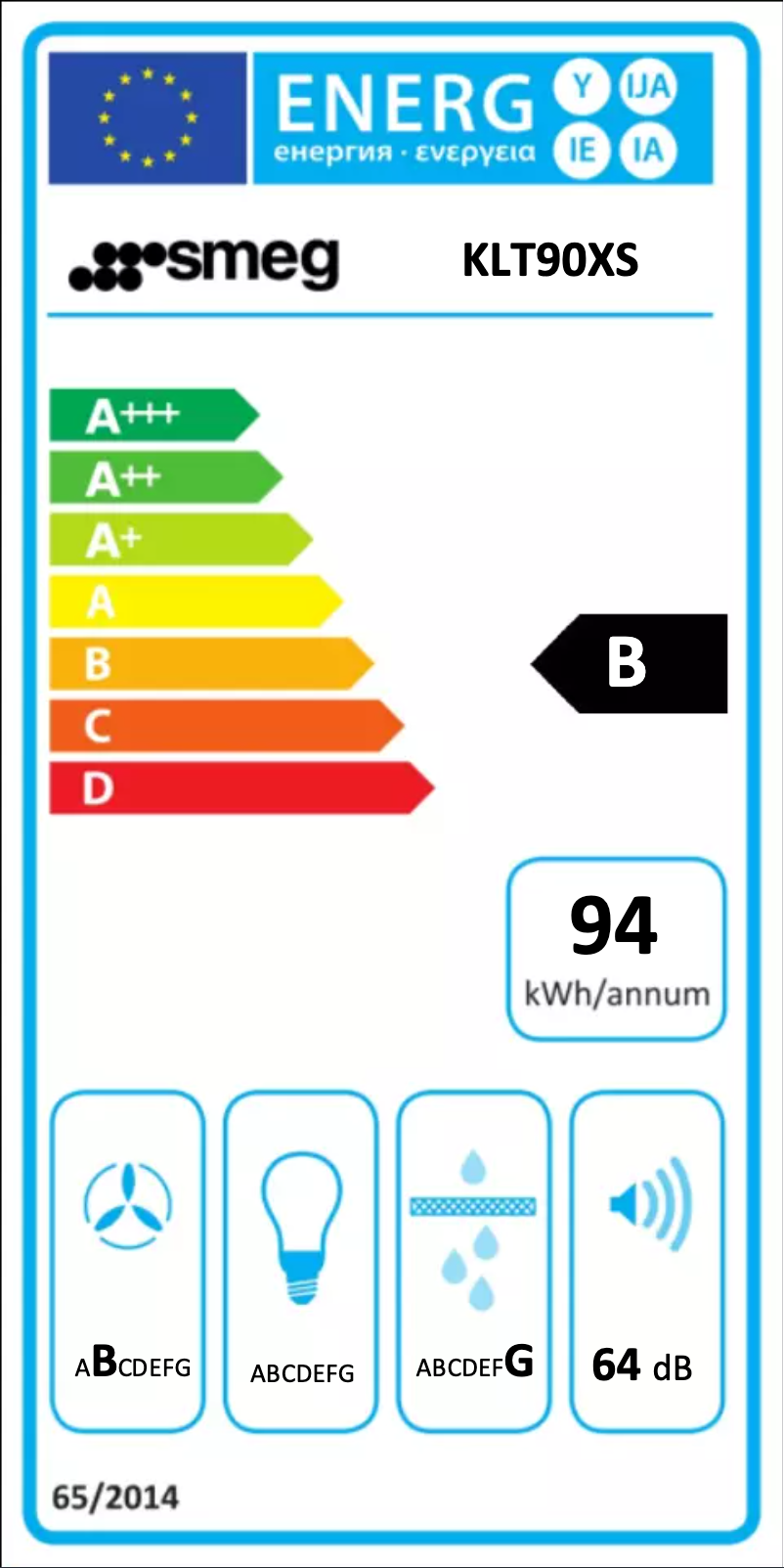 Page 1 de la notice Label énergétique Smeg KLT90XS