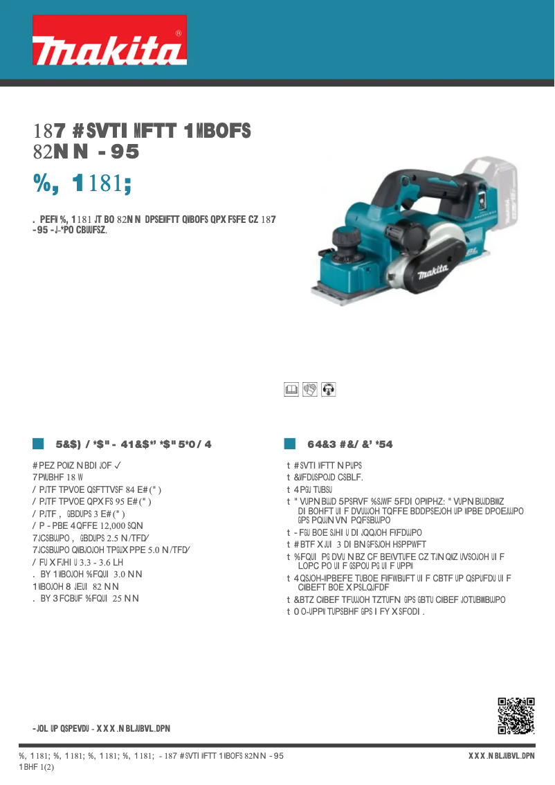 Page 1 de la notice Fiche technique Makita DKP181Z