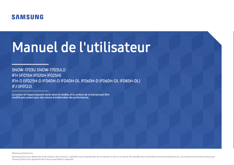 Page 1 de la notice Manuel utilisateur Samsung LH025IFHTAS