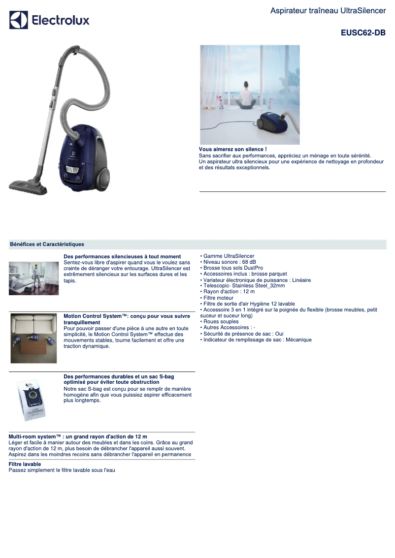 Page n°1 - Manuel utilisateur Electrolux UltraSilencer EUSC62-DB