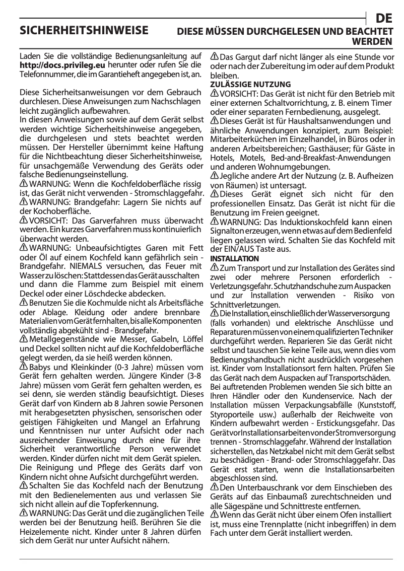 Page n°1 - Manuel utilisateur Privileg PB 89S77 AL