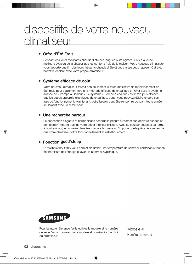 Page 1 de la notice Manuel utilisateur Samsung AQ12UUAN