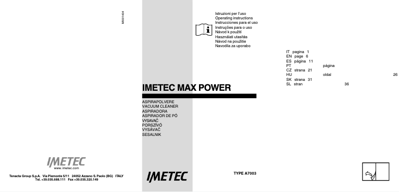 Page n°1 - Manuel utilisateur Imetec A7003